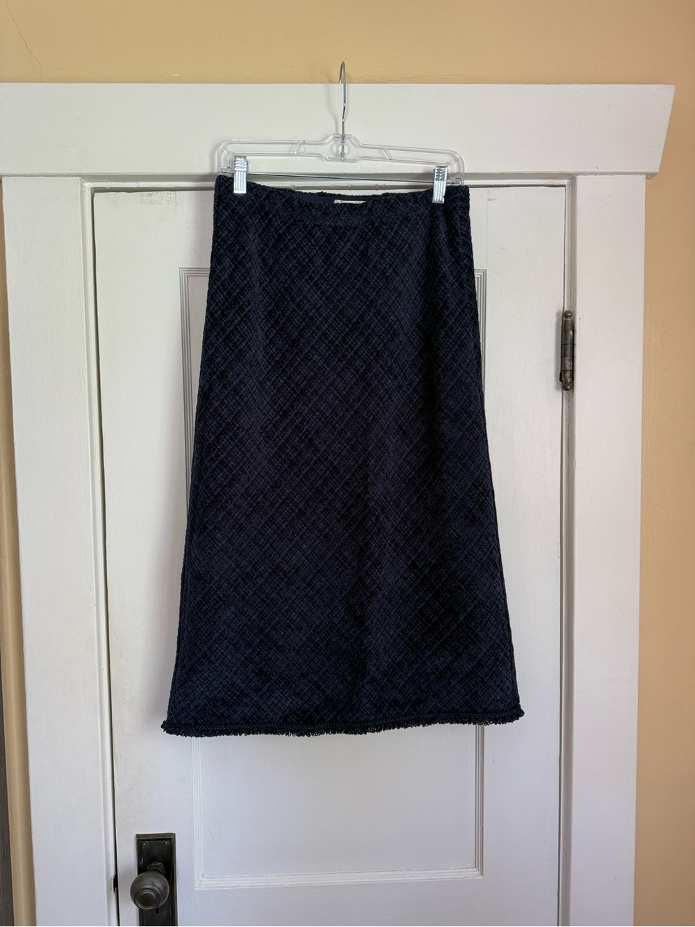 Max Studio London Navy Textured Midi Skirt